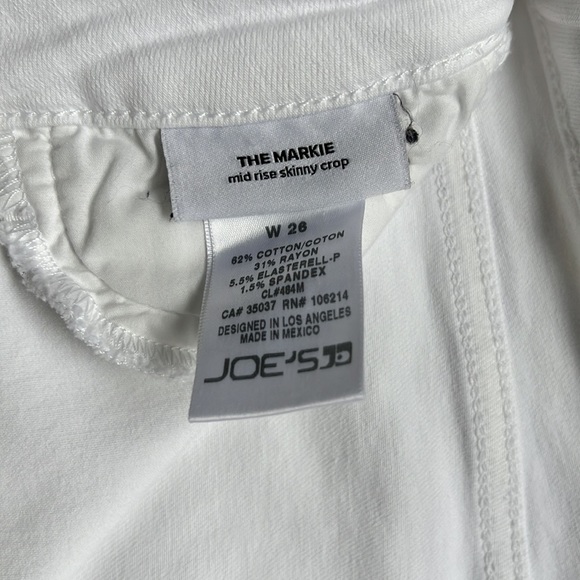Joe’s The Markie Hennie Mid rise skinny crop jeans White 26 NWOT - Picture 6 of 16